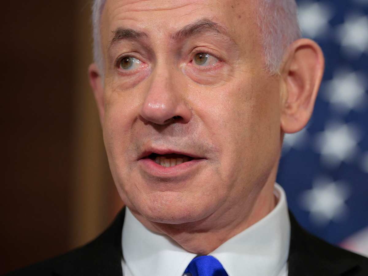 primissimo piano di Benjamin Netanyahu, premier israeliano